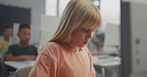 Smart Young Girl Using Computer, Doing Creative 3D Design Project During Digital Stock Footage 316301365