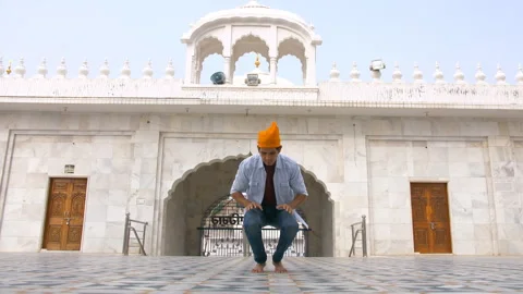 A smart young man bowing his head down while praying - religious faith and be... Stock Footage 242074194