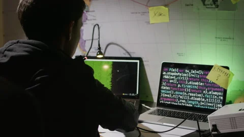 Smart young man working on laptop, Stock Footage 181797211