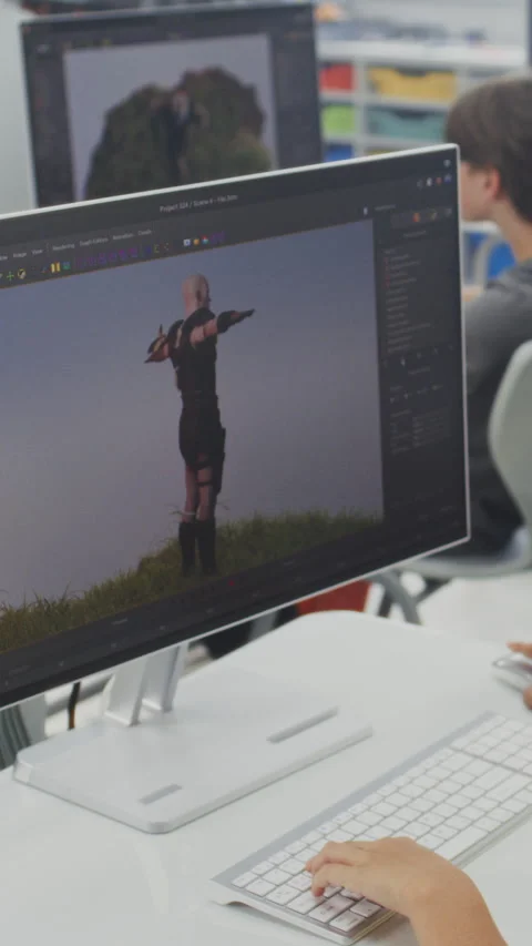 Smart Young Students Using Computers, Creating Game Characters in Design Stock Footage 317164854