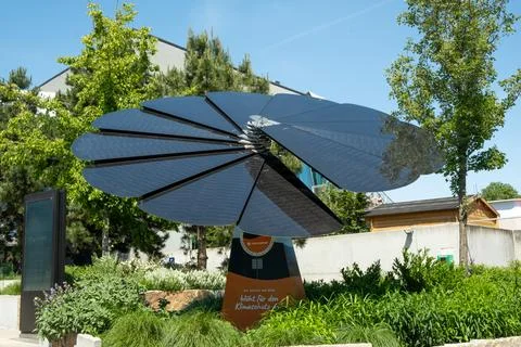 Smartflower solar panel rotating in the wind. 24 May 2026, Vienna, Austria Stock Photos