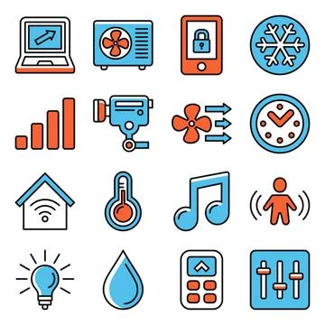 Smarthome Icons Set on White Background. Vector イラスト素材