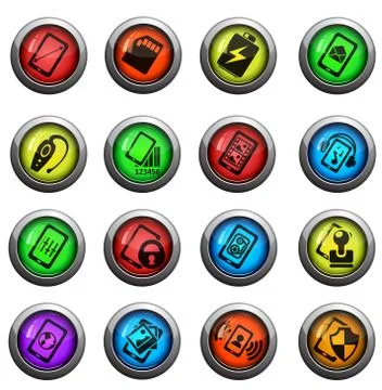 Smarthone specs icons set Stock Illustration