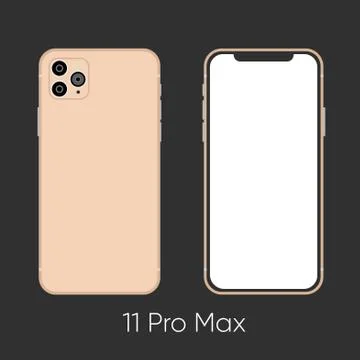 Smartphone 11 Pro Max mock up frameless blank screen isolated on background. Fro Stock Illustration