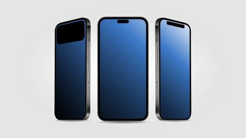 Smartphone 14 Mockup in Different Angles with Editable Screen Stock Illustration