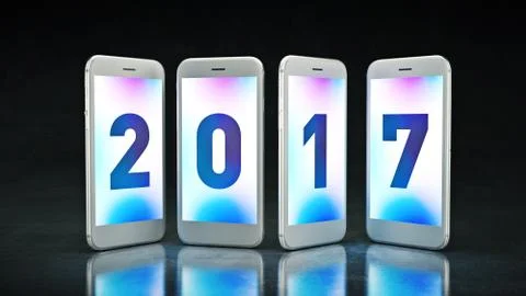 Smartphone 2017. Represents the new year 2017 Stock Illustration