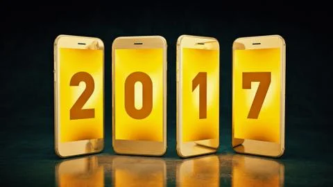 Smartphone 2017. Represents the new year 2017 Stock Illustration