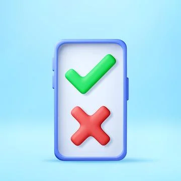 Smartphone with 3d green check mark and red cross Stock-Illustration