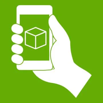 Smartphone with 3D model icon green Stock Illustration