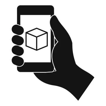 Smartphone with 3D model icon, simple style Stock Illustration