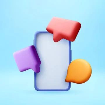 Smartphone with 3d notification bubbles on screen. Stock Illustration