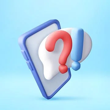 Smartphone with 3d question and exclamation mark 스톡 일러스트
