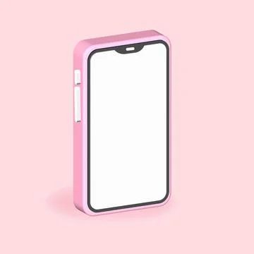 Smartphone 3d render, Blank screen mobile smartphone mockup, vector Illustrazione stock