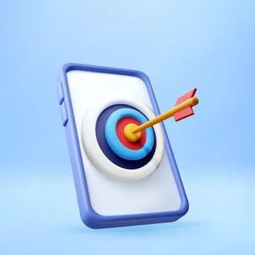 Smartphone with 3D target and arrow symbol Stock Illustration