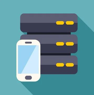 Smartphone accessing server database technology flat illustration Stock Illustration
