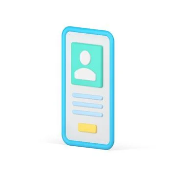 Smartphone account personal profile application screen isometric 3d icon re.. Stock Illustration