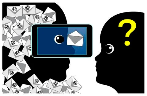 Smartphone addicted mother Stock Illustration