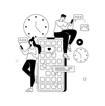 Smartphone addiction abstract concept vector illustration. Stock Illustration
