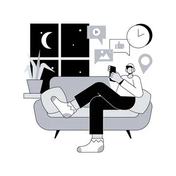 Smartphone addiction abstract concept vector illustration. Stock Illustration