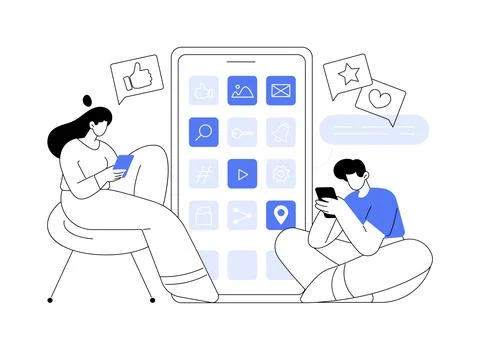 Smartphone addiction abstract concept vector illustration. Stock Illustration