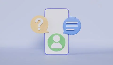 Smartphone with Admin icon showing Questions and answers, Online customer 库存插图