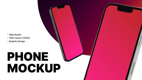 Smartphone Advertisement Mockup. Simple Red App, Ui, Device Promo Banner Illustrazione stock