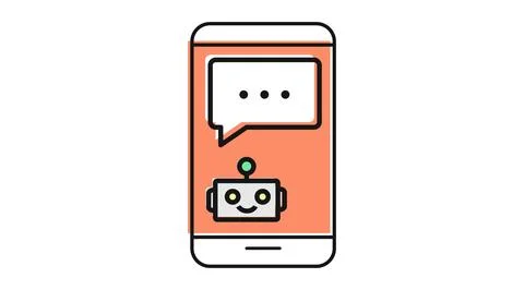 Smartphone AI chatbot icon Ilustração Stock