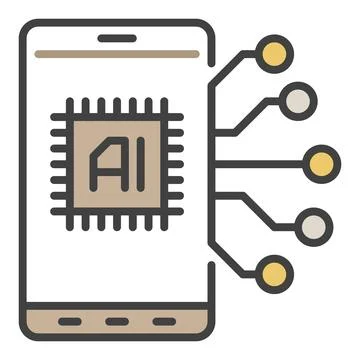 Smartphone with AI Chip vector Artificial Intelligence Phone colored icon o.. Stock Illustration