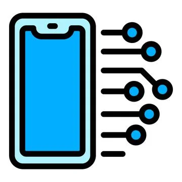 Smartphone ai icon outline vector. Artificial brain Illustrazione stock