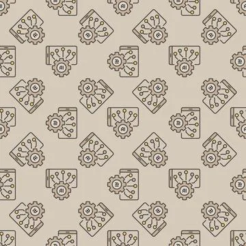 Smartphone AI Settings vector Gear with Phone colored seamless pattern Stock Illustration