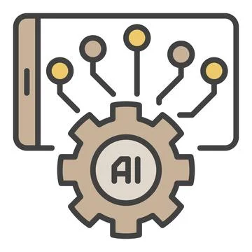 Smartphone AI Settings vector Gear with Phone colored icon or design element Stock Illustration