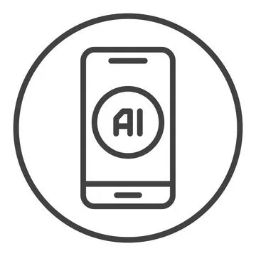 Smartphone with AI vector Artificial Intelligence technology round icon or .. 스톡 일러스트