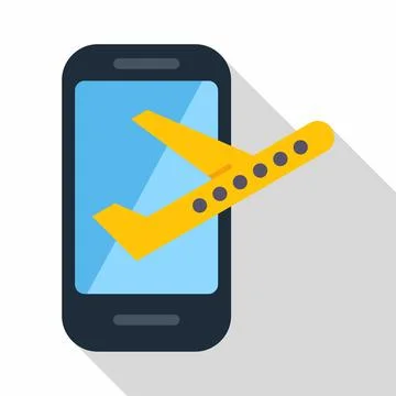 Smartphone with airplane symbolizing flight mode or travel app Stock Illustration