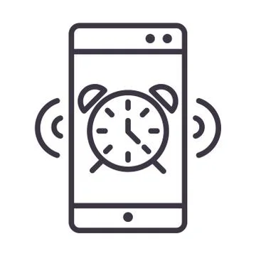 Smartphone alarm clock device technology thin line style design icon Stock Illustration