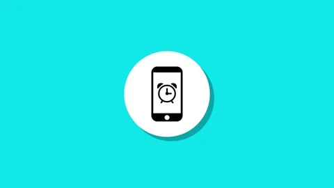 Smartphone alarm clock icon animation on turquoise background, dynamic mobi.. Stock Footage 327762760