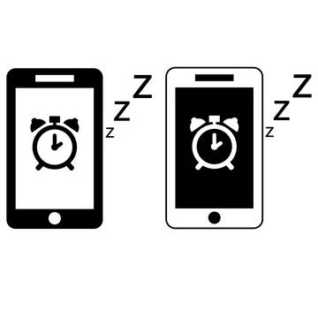 Smartphone alarm clock sleep mode icon. Smartphone alarm sign. Mobile phone.. Illustrazione stock