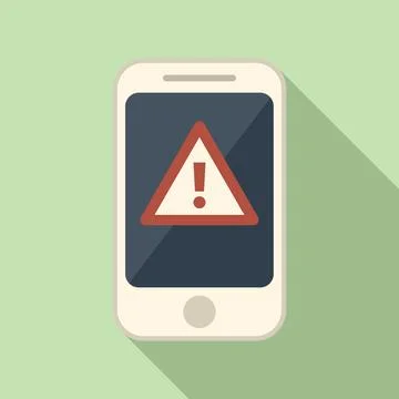 Smartphone alert icon flat vector. Virus error Stock Illustration