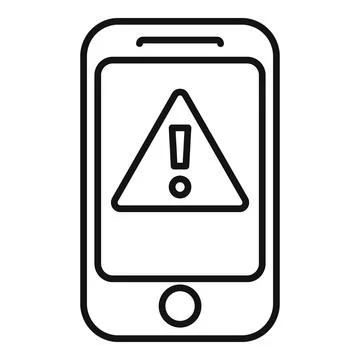 Smartphone alert icon outline vector. Virus error Stock Illustration