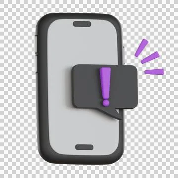 Smartphone alert notification with User Interface 3D icon Stock Illustration