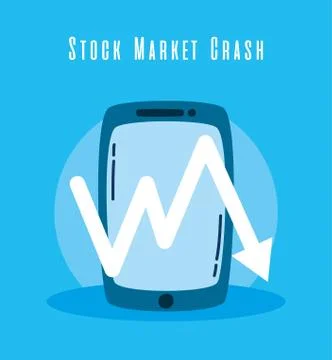 Smartphone amd arrow down stock market crash Stock Illustration