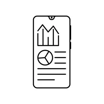 Smartphone analysis chart icon. Simple line, outline vector of touch phone icons Stock Illustration