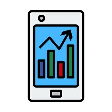 Smartphone With Analytics Diagram Icon Stock Illustration