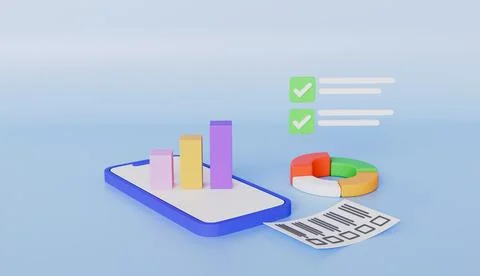 Smartphone analyze chart graph growing strategy marketing business concept Иллюстрация
