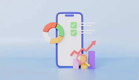 Smartphone analyze chart graph growing strategy marketing business concept Иллюстрация