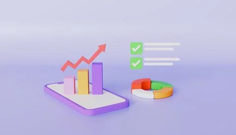 Smartphone analyze chart graph growing strategy marketing business concept Иллюстрация