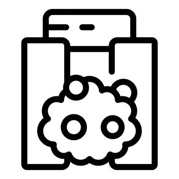 Smartphone analyzing brain activity line icon Stock Illustration