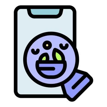 Smartphone analyzing food with artificial intelligence icon 스톡 일러스트