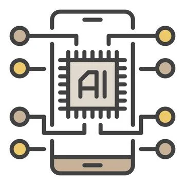 Smartphone and AI Chip vector New Mobile Technology colored icon or design .. Illustrazione stock