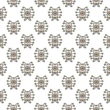 Smartphone and Artificial Intelligence vector AI in Mobile Device colored s.. イラスト素材