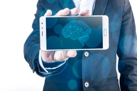 Smartphone And Brain Stock Photos